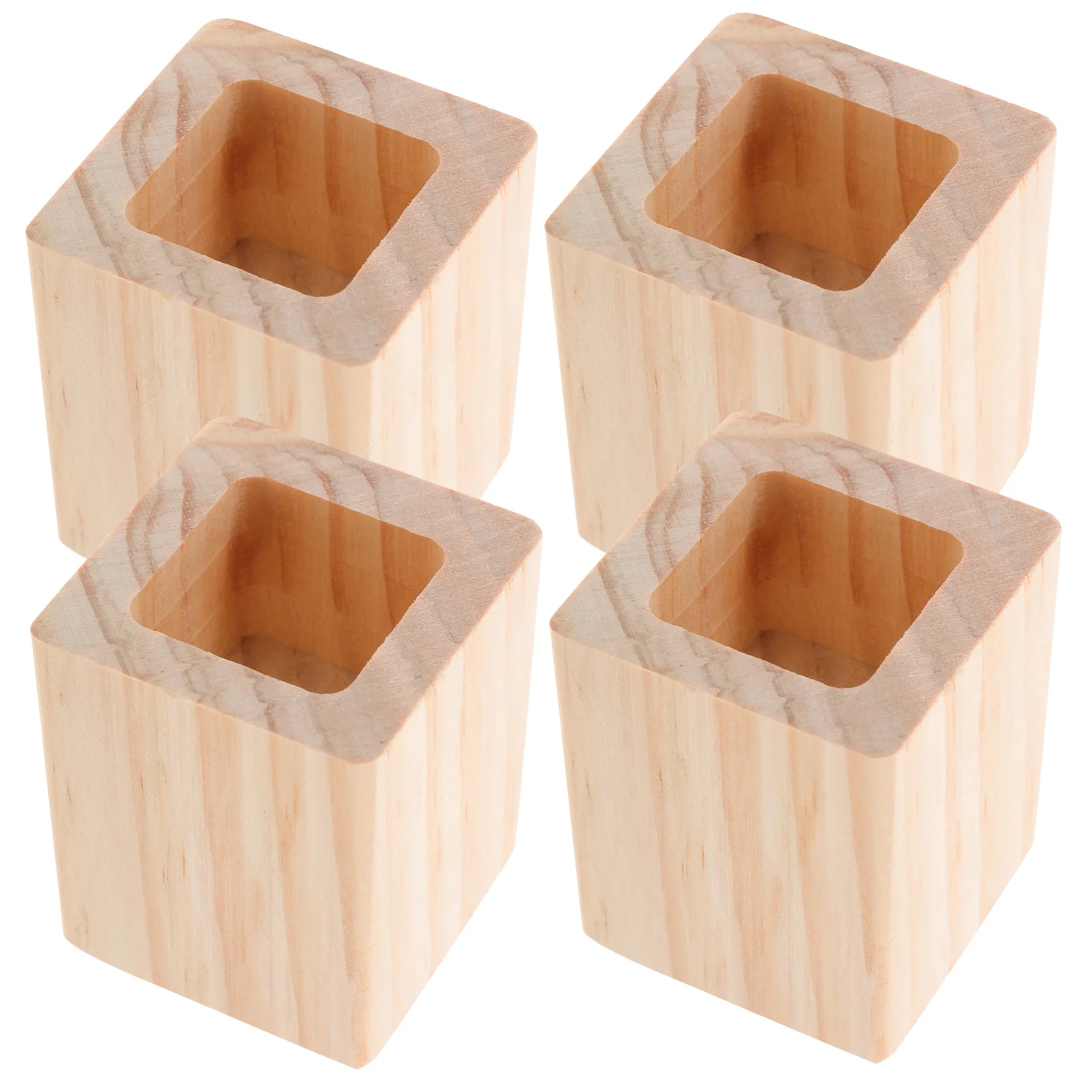 

4Pcs Wooden Square Furniture Riser Bed Foot Wood Chair Elevation Riser Elevator Block Couch Lifter Furniture Feet Protectors Pad