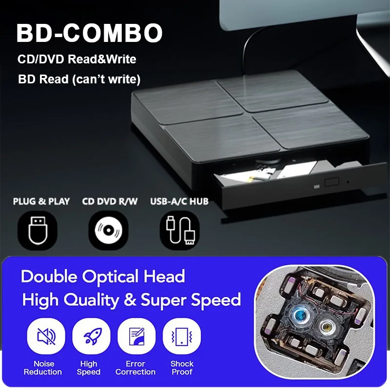 Imagem -03 - Portátil Externo Blu-ray Dvd Drive 3d Bd-combo Player Reader Dvd Burner Usb 3.0 Laptop pc Computador Notebook Windows 11 Usb