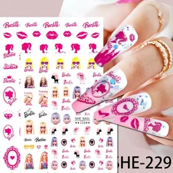 Barbies Nail Art Decal 3D Nail Stickers Nails Art Supplies DIY Adhesive Stickers Manicure Accessories Decoration for Girls Gift