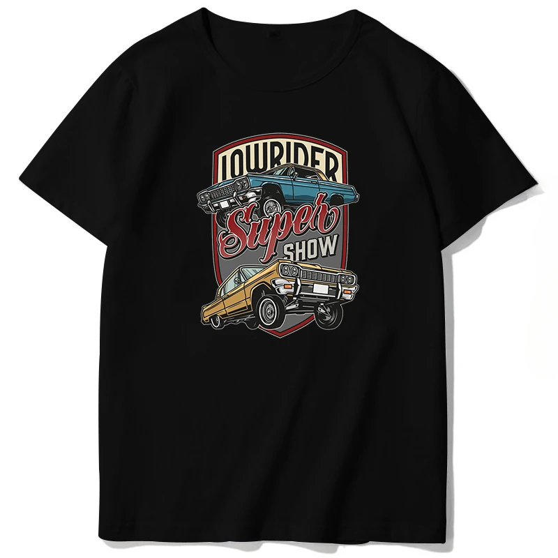 Short Sleeve t-shirt Tees Tops O-neck T-shirt Summer Mens Clothes Red Lowrider Custom Cars Vintage Colorful Graphic T Shirts