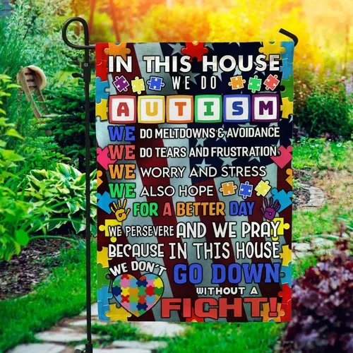 In This House We Do Autism Puzzle Autism Awareness Graden Flag IIX WZZ yyi