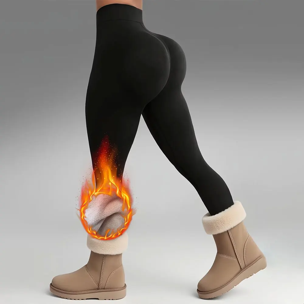 High Waist Thermal Warm Leggings Fall Winter Fleece Lined Tight Pants Soft Workout Yoga long Trousers Suitable For Cold Weather