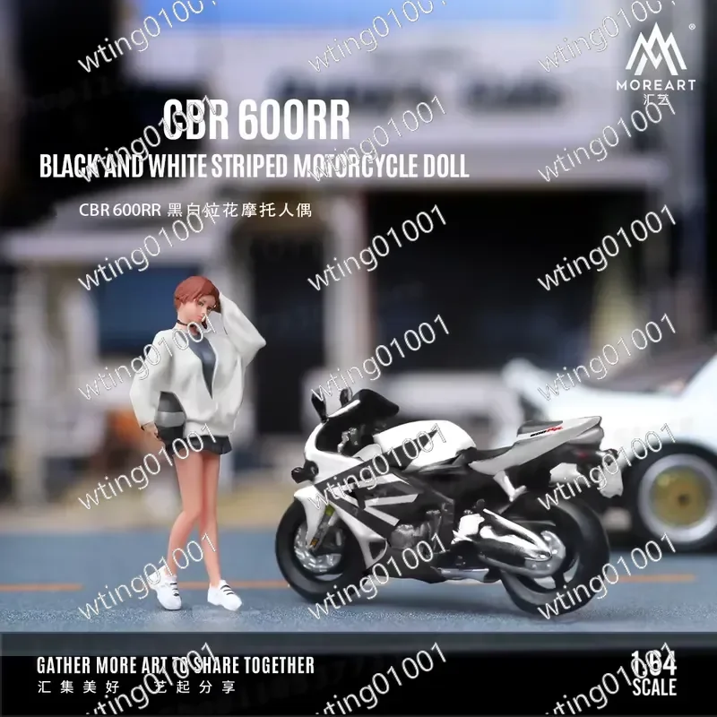 for X-T 1:64 Cbr 600RR Black White Striped Motorbike Diecast Toy Miniature Vehicle Ornament Home Decor Souvenir Present