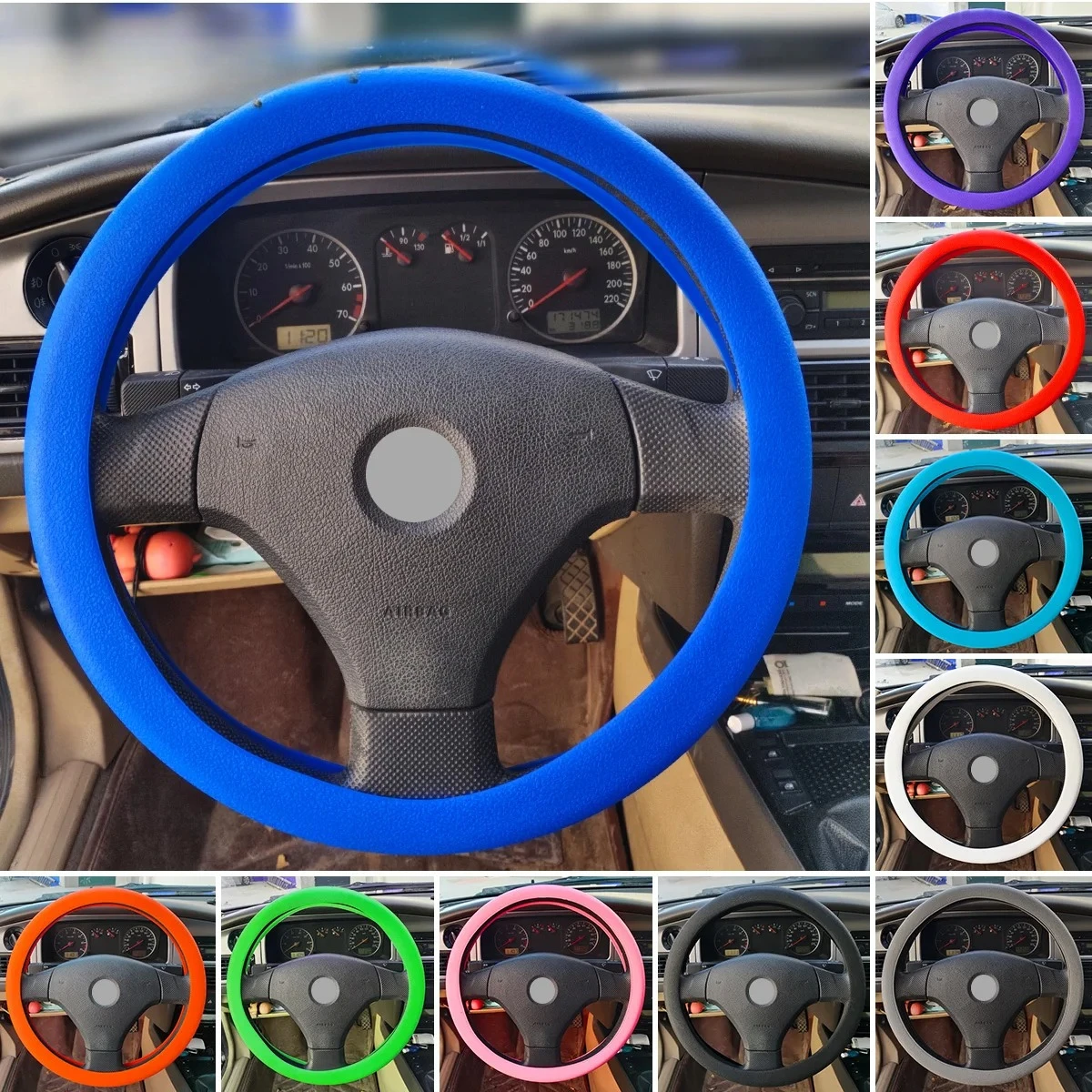 

Automotive Silicone Steering Wheel Cover Protective Cover Automotive Decorative Steering Wheel Soft Silicone Multi Color