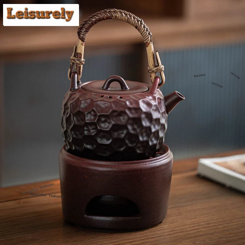 BAEJORIA 600ML Zen Black Hammer Point Lifting Beam Pot Household Tea Brewing Pot Boiling Water Kettle For Electric Pottery Stove