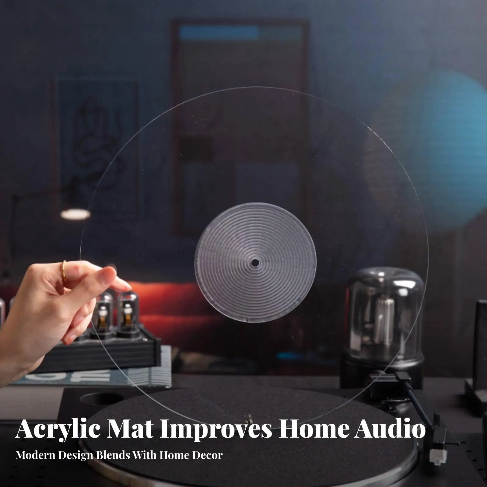 12 Inch Acrylic Vinyl Turntable Mat for Record Player Hi Fi Audio Slipmat Stabilizer Accessory
