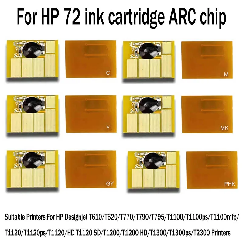 

Чип ARC для картриджа HP 72, совместимый с принтерами HP Designjet T610, T620, T790, T1100, T1120, T1200, T770, T2300, T795, T1300ps, T1120SD.