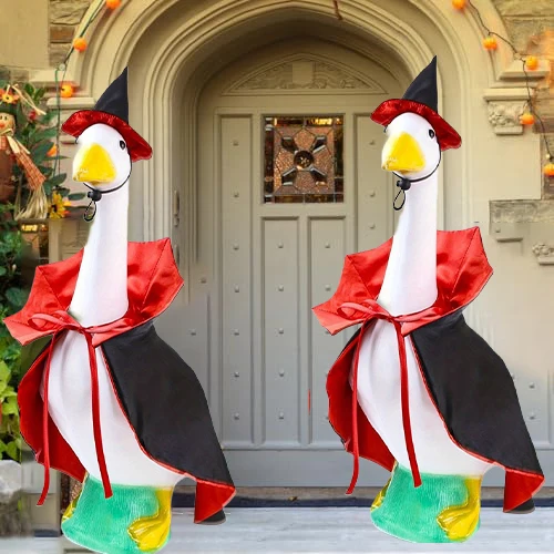 23 Inch For Lawn Geese Halloween Witch Costume Set Includes Black Red Cape with Adjustable Witch Hat Outdoor Use
