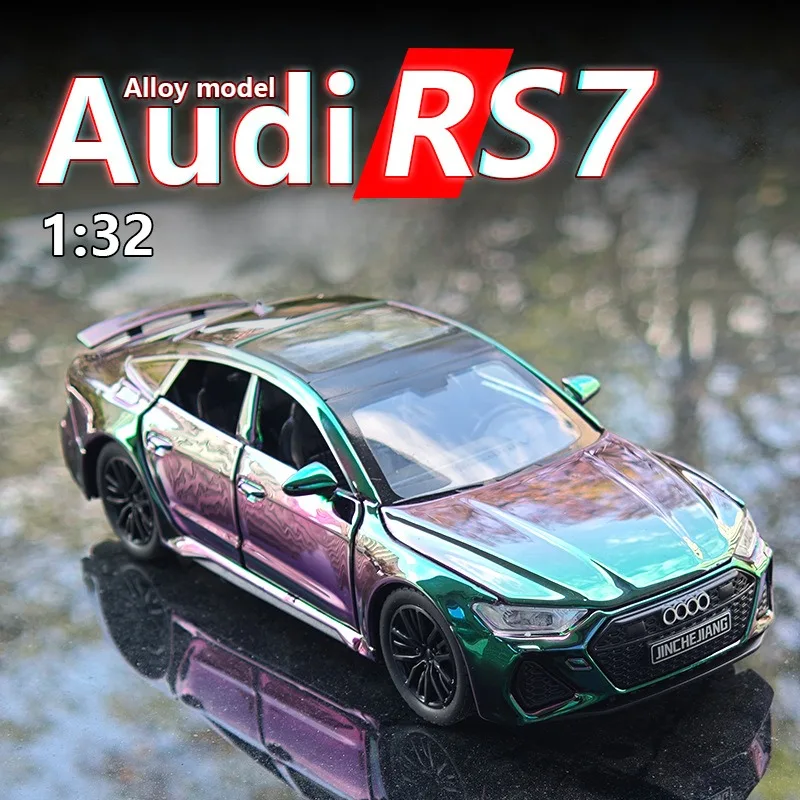 

Модель 1/32 Audi RS7 модель автомобиля из сплава, гальванизированная литая игрушечная машинка, подарок для мальчика, миниатюрный автомобиль со звуком