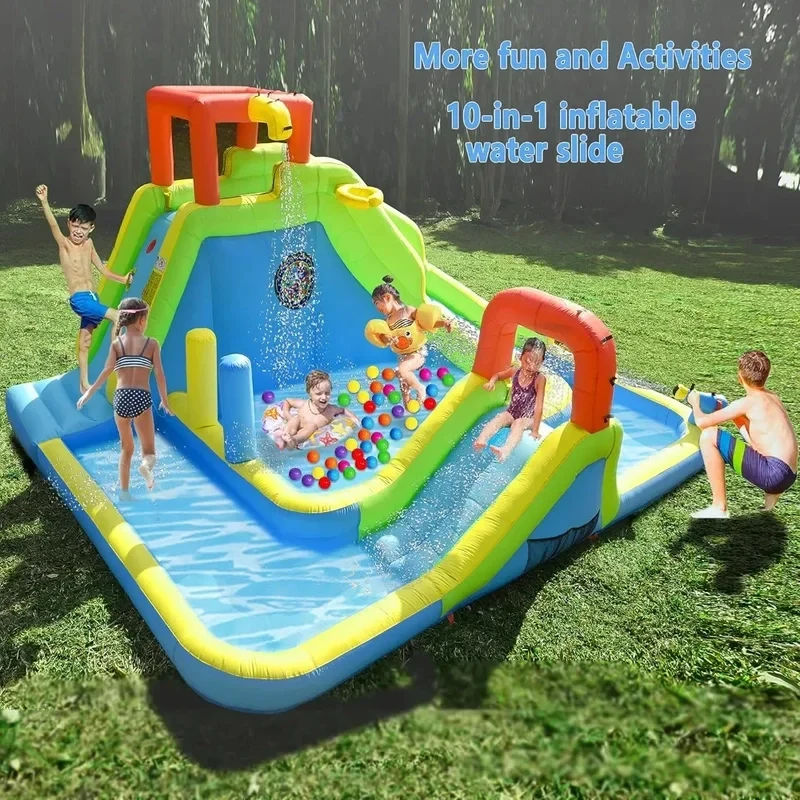 Park Fun Large Inflatable Childrens House with Double Pools and Slides