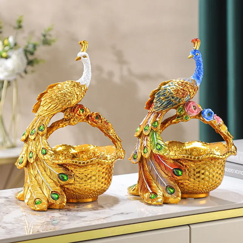 Peacock key storage entrance ornament home jewelry door high-end light luxury living room coffee table decoration housewarming g