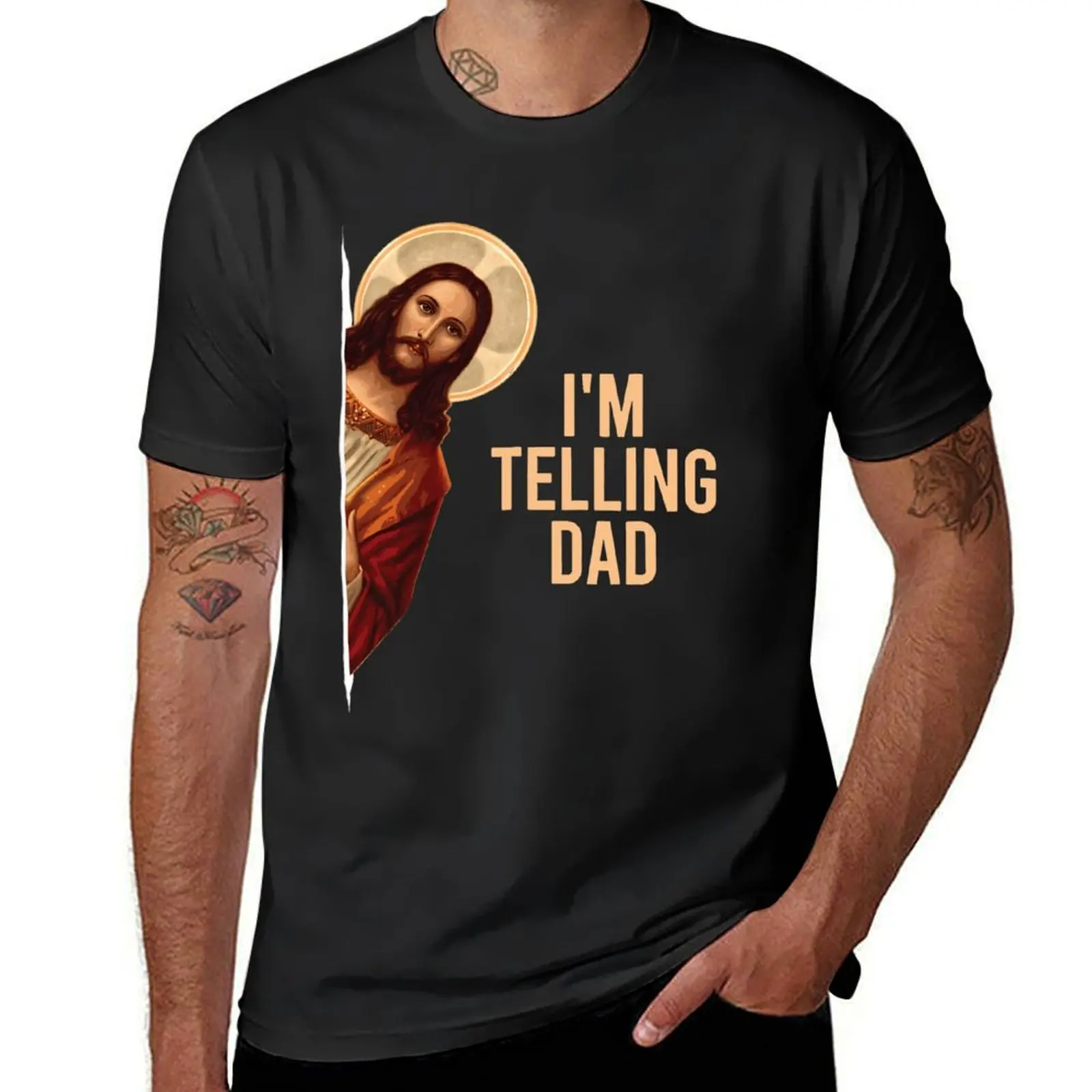 

I'M Telling Dad Jesus Meme T-Shirt Aesthetic clothing customs mens graphic t-shirts hip hop