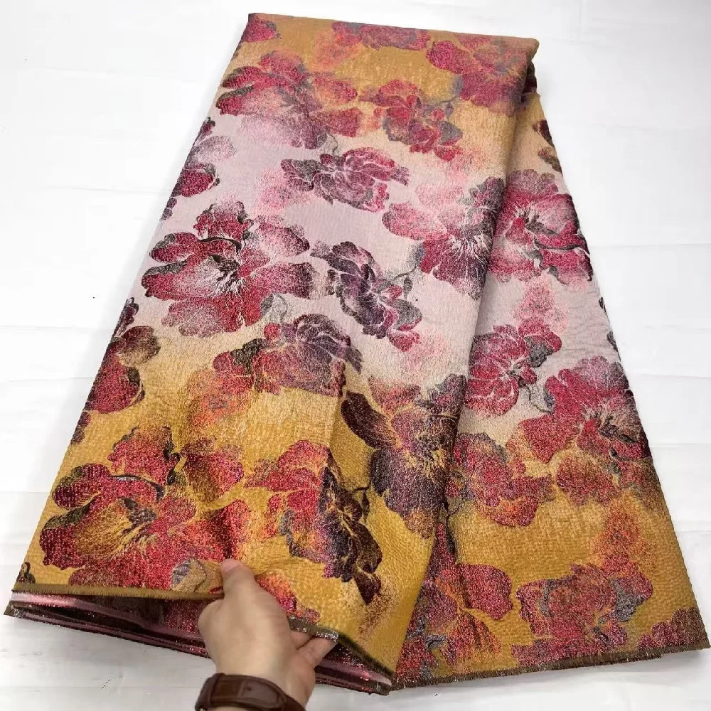 

Luxury African Damask Jacquard Lace Fabric 2026 High Quality 5 Yards Nigerian Brocade Lace Fabric for Women Sewing Dress Party