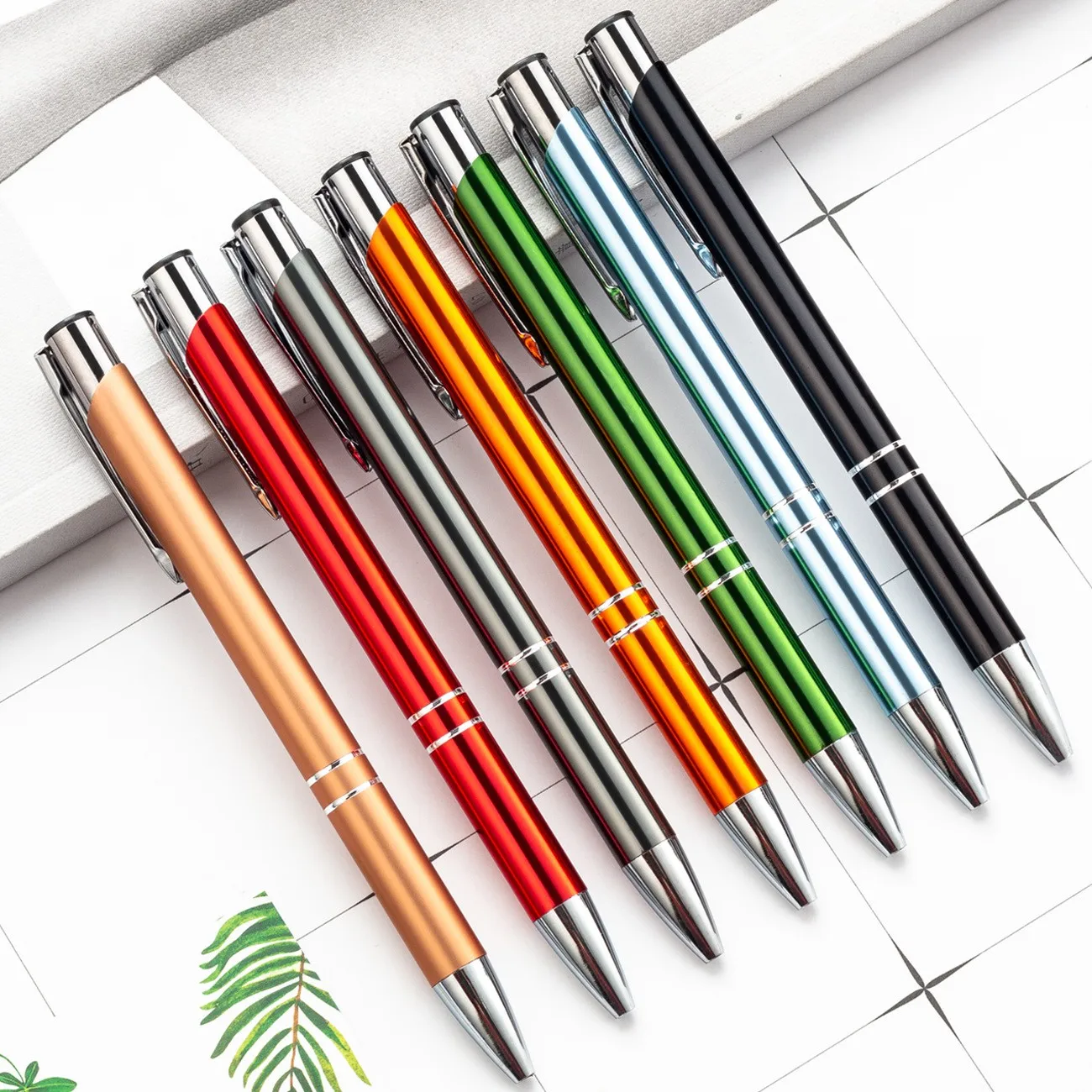 

20PCS Luxury Custom Advertising Ballpoint Pen Promotional Click Metal Pen Free Laser Engraved Logo for Promotion Gift