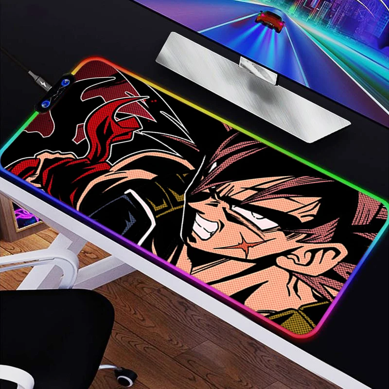 

LED RGB Mouse Pad Rubber HD Dragon Ball Mousepad Pattern Game Pad PC Accessories Desk Mat Non Slip Table Mat Office Keyboard Pad