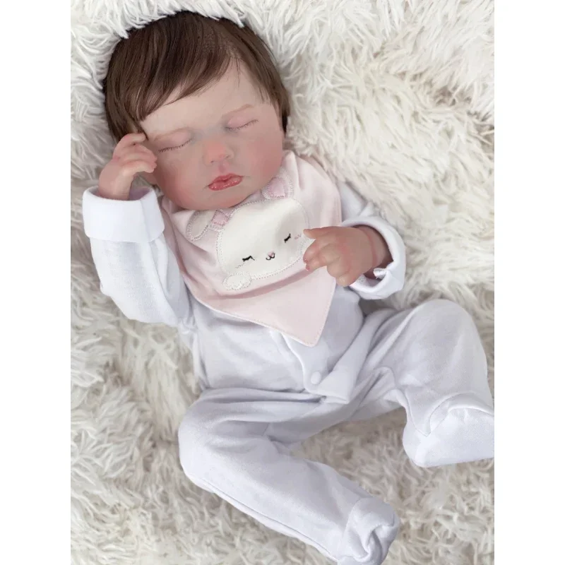 48 cm LouLou Finito Reborn Baby Dolls Corpo in vinile pieno Capelli radicati a mano Pelle 3D Vene visibili per le ragazze Regalo