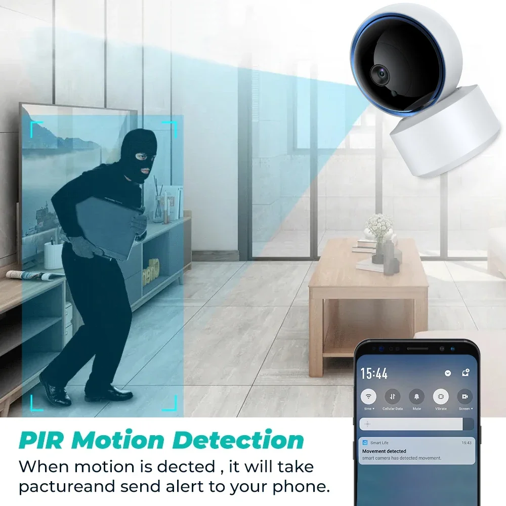 Tuya 1080P Wifi IP Camera Baby Monitor 360° PTZ Motion Detect 2 Way Audio Night Vision Supports TCP/IP/ONVIF Private Protocol