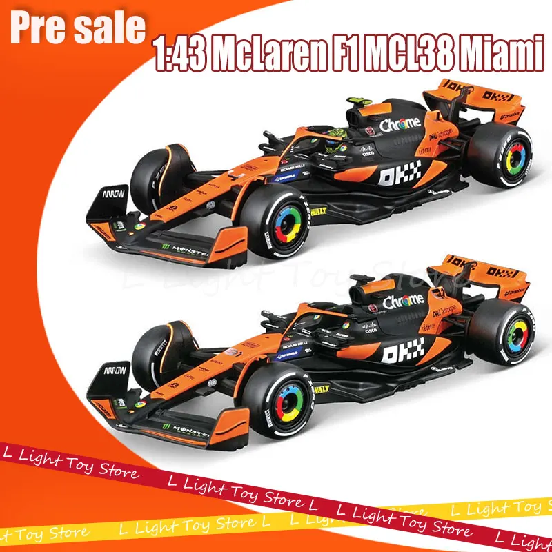 Bburago 1:43 McLaren F1 MCL38 Miami Grand Prix MCL38 Monaco 4# Lando Norris 2024 F1 Alloy Car Model 81# Oscar Piastri Diecast