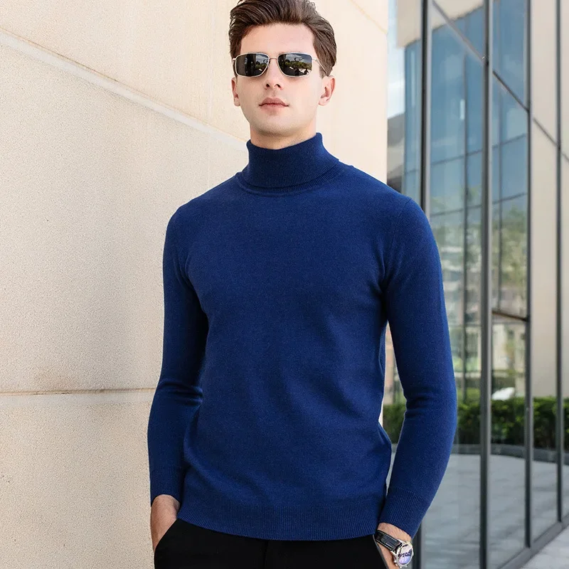 MRMT 2025 Brand New Men's Turtleneck Sweater Keeps Warm Close-Fitting Pullover Youth Knitwear Trend Tops For Male