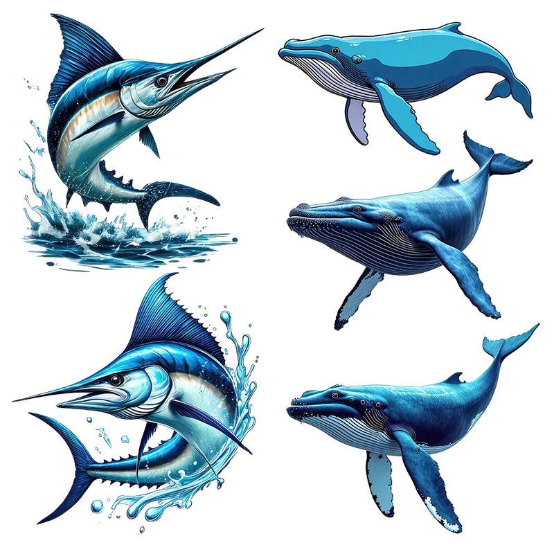 Three Ratels CD83 Blue tuna whale cartoon wall stickers are personalized car stickers for home decoration
