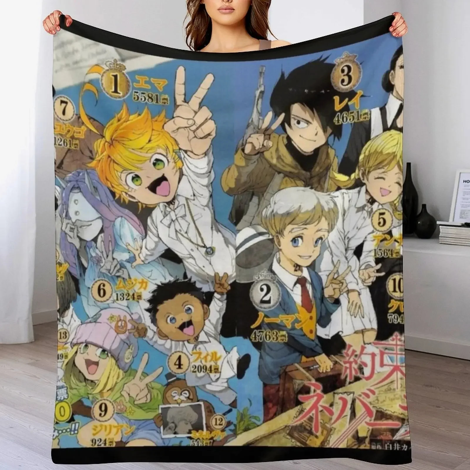 

The promised neverland !! Throw Blanket Hair Bed Fashionable Bed linens anime Blankets