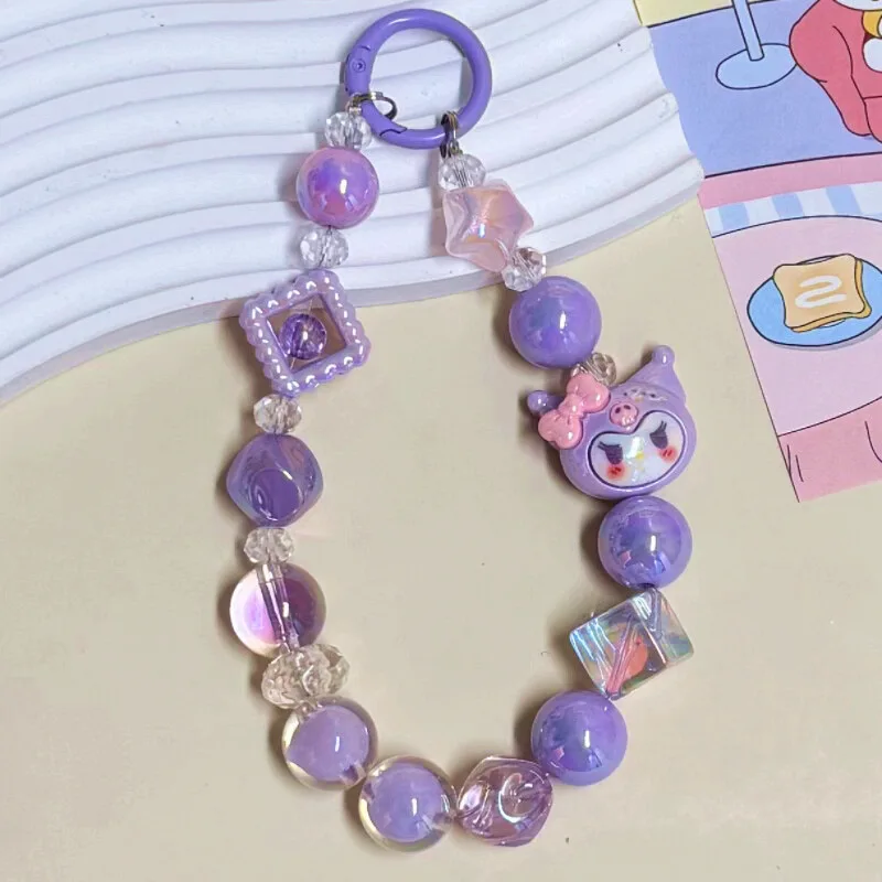 Creative Hello Kitty Mobile Phone Case Short Hanging Chain Wrist Anti-lost Pendant Beaded Ccd Camera Chain Mobile Phone Chain