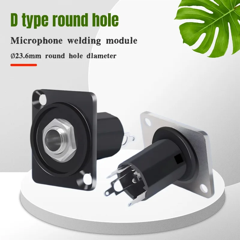 6.5 Three core connection microphone welding female socket module Stereo 6.35D module terminal