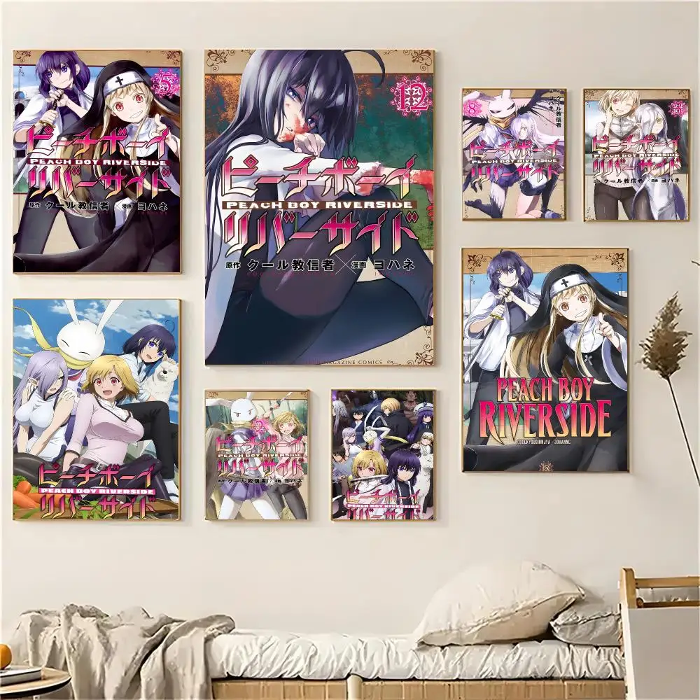 Cartoon P-Peach Boy Riverside Poster Gift With Prints Home Bedroom Living Room Decoration Promotion And Display