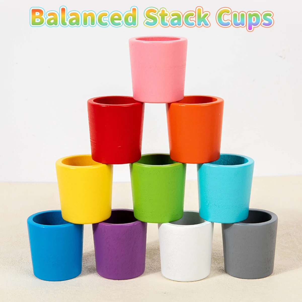 Balles en tasses Montessori, jeu de tri de couleurs en bois, jouets éducatifs d'apprentissage préscolaire pour tout-petits, tri, comptage assorti