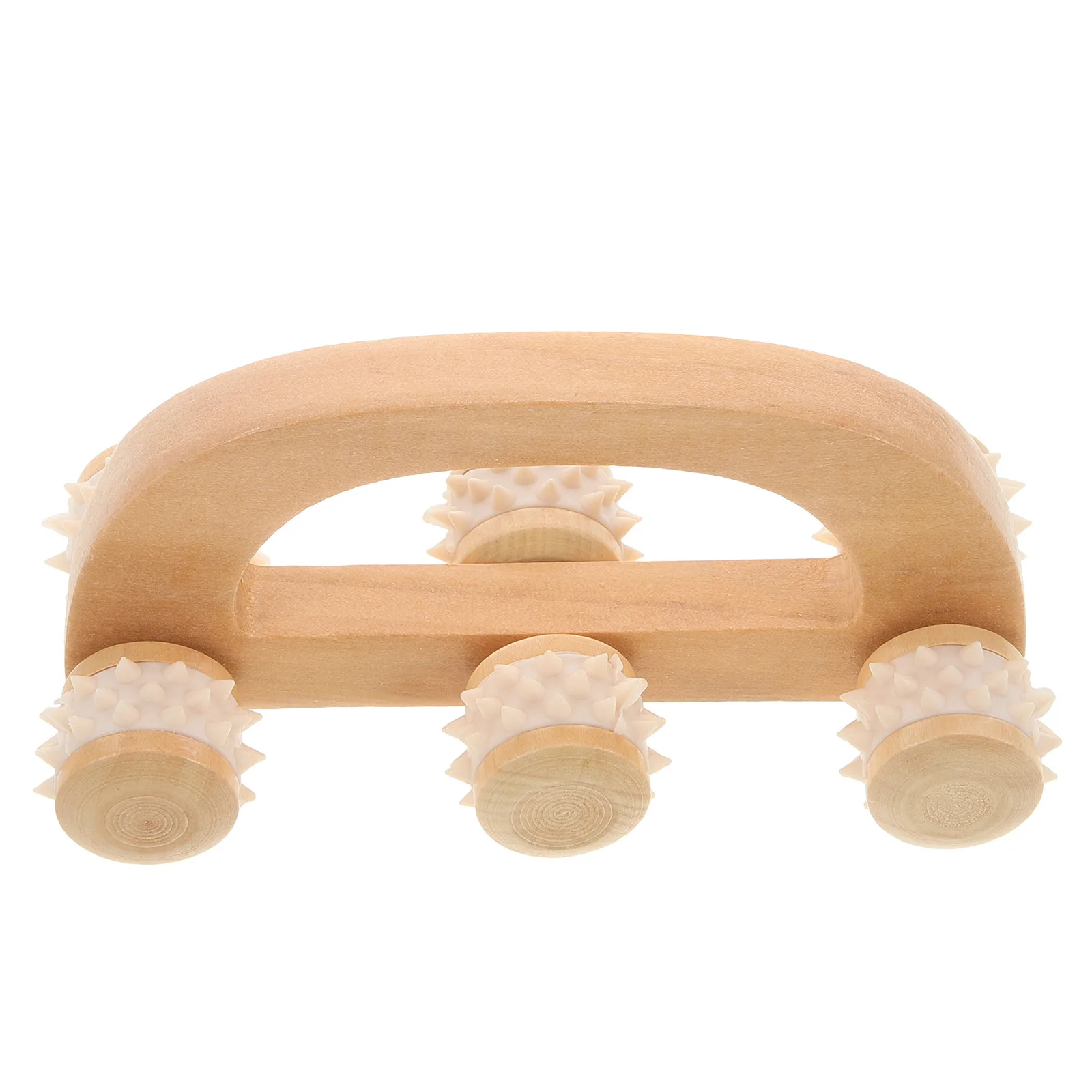 

1pc Wooden Hand Massager Light Yellow Blue Portable Massage Roller For Travel Office Stress Relief Tool Hand Massage Device