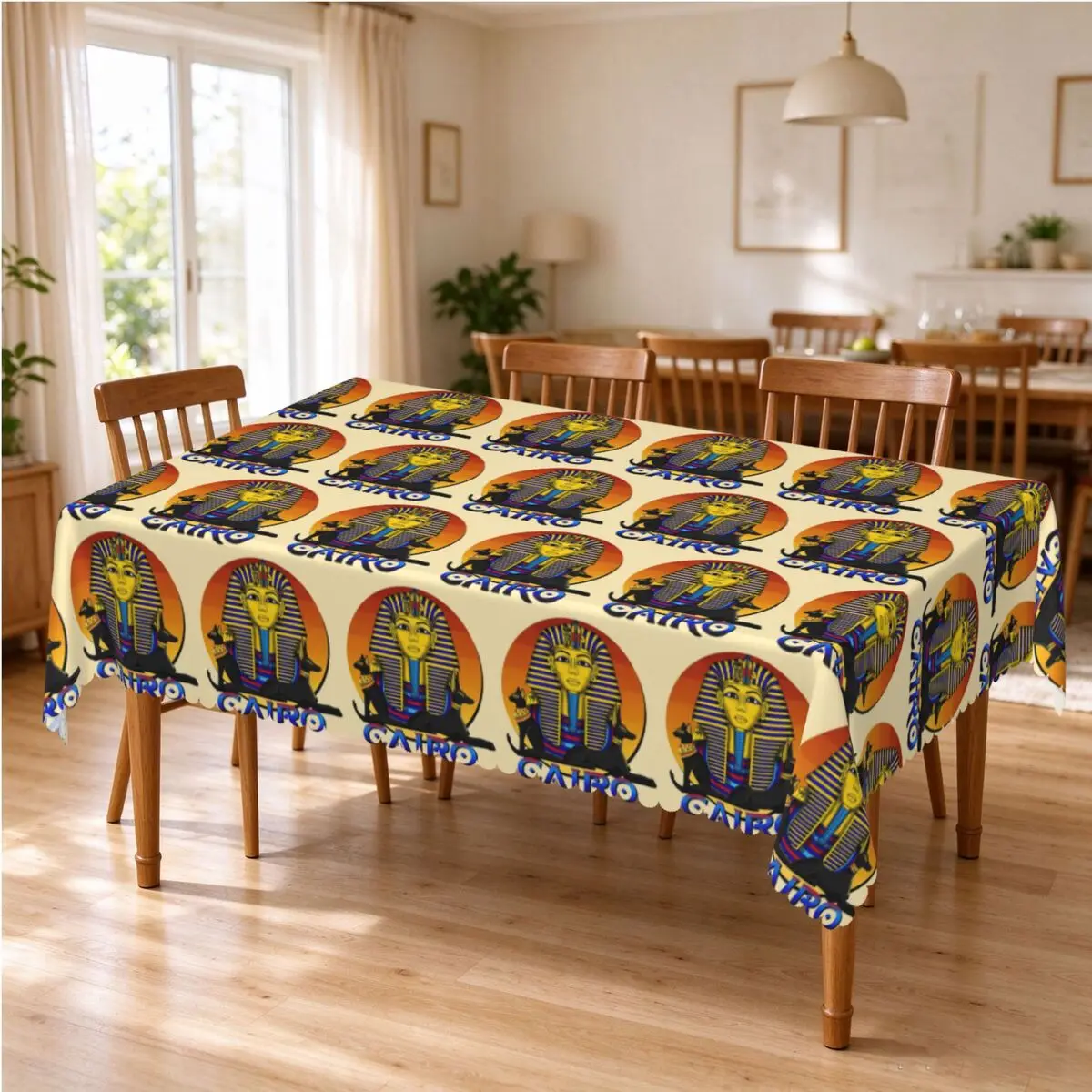 Ancient Gold Pharaoh Egypt King Egyptian Hieroglyphic Tablecloth Restaurant Kitchen Rectangular Tablecloth Festival Table Cover