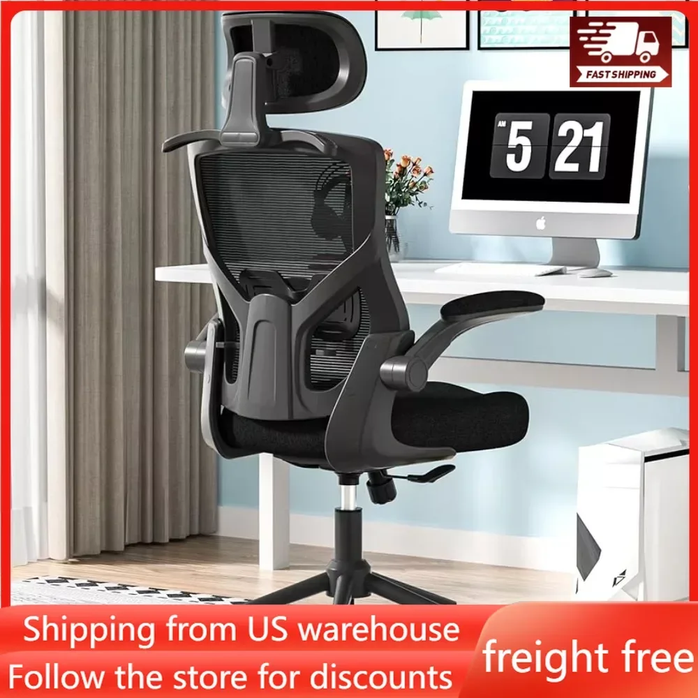 

Ergonomic Office Chair High Back Mesh Desk Chair with Thick Molded Foam Cushion Coat Hanger Adjustable Headrest Lumbar Support