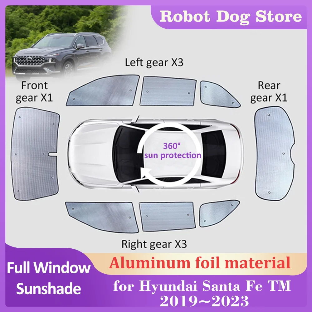 

Full Coverage Sunshades for Hyundai Santa Fe TM 2019~2023 2020 Windows Sun Visor Windshield Curtain Sunroof Pad Cover Accessorie