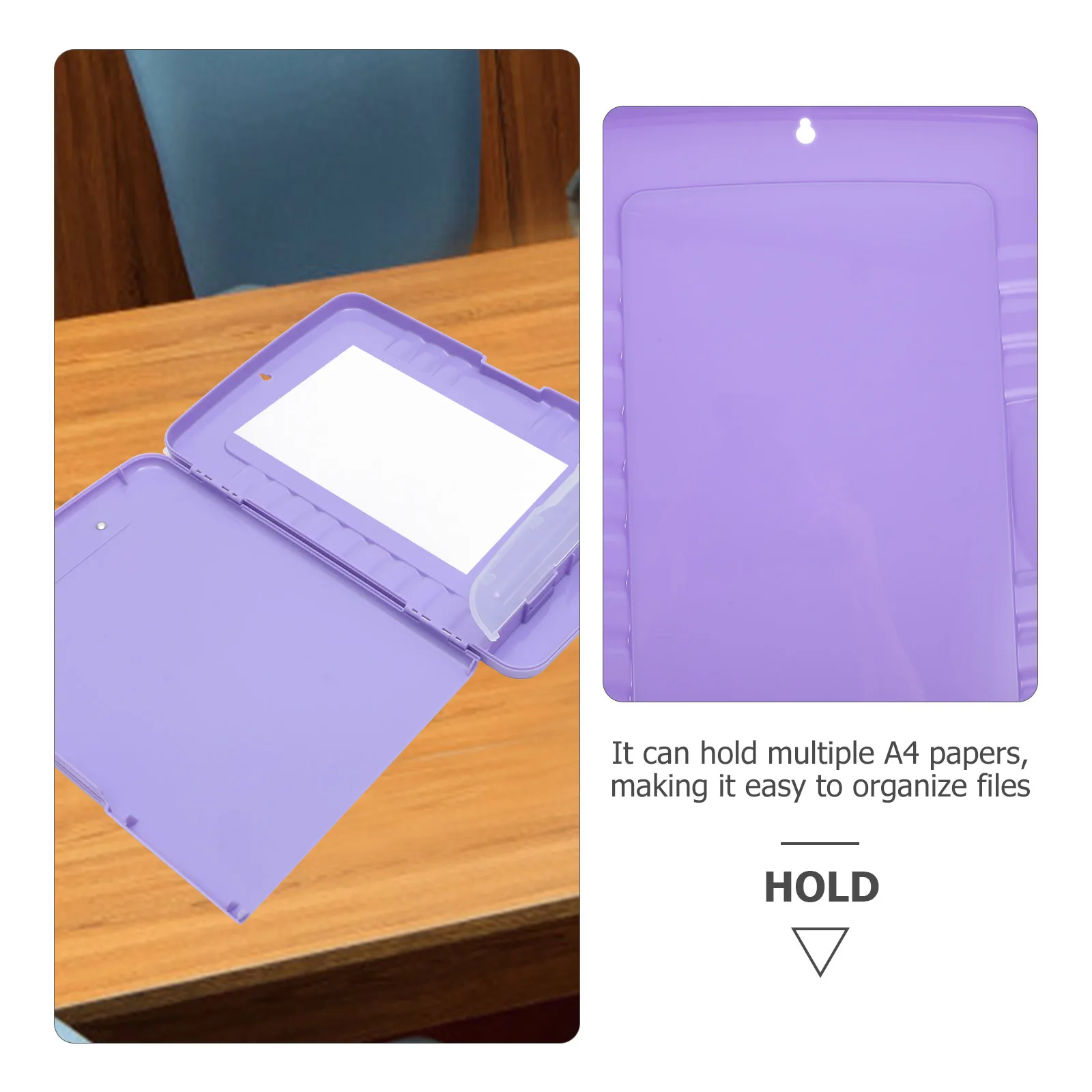 

File Storage Box Light Purple A4 Document Organizer Portable Writing Board Multi-Function Paper Organizer For Office