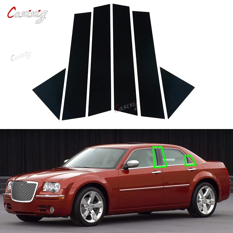 6 Pcs Car Window Pillar Posts Molding Cover Trims BC Column Sticker for Chrysler 300 300C Dodge Magnum 2005-2010 Exterior Parts