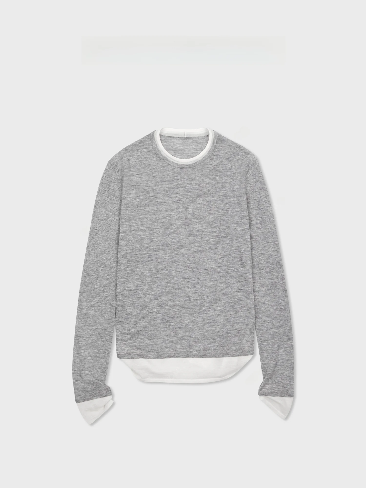 

Soft Water-Soluble Wool Lightweight Knitted Apparels ROMI STUDIO Fake Two-Piece round Ne Long Sve Loose Fit Winter Tops