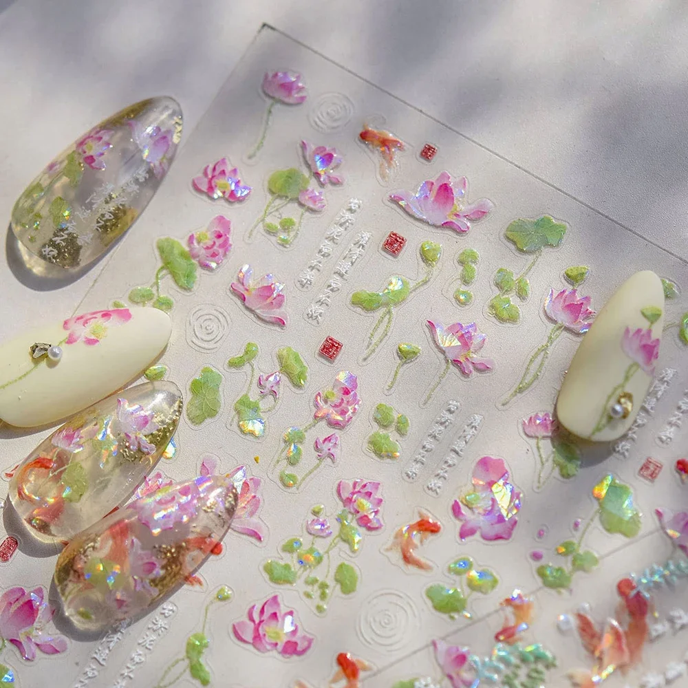 5D 海かわいいクジライルカペンギン海タツノオトシゴ巻貝貝殻ヒトデカニホタテネイルアートステッカーマニキュアデカール DIY