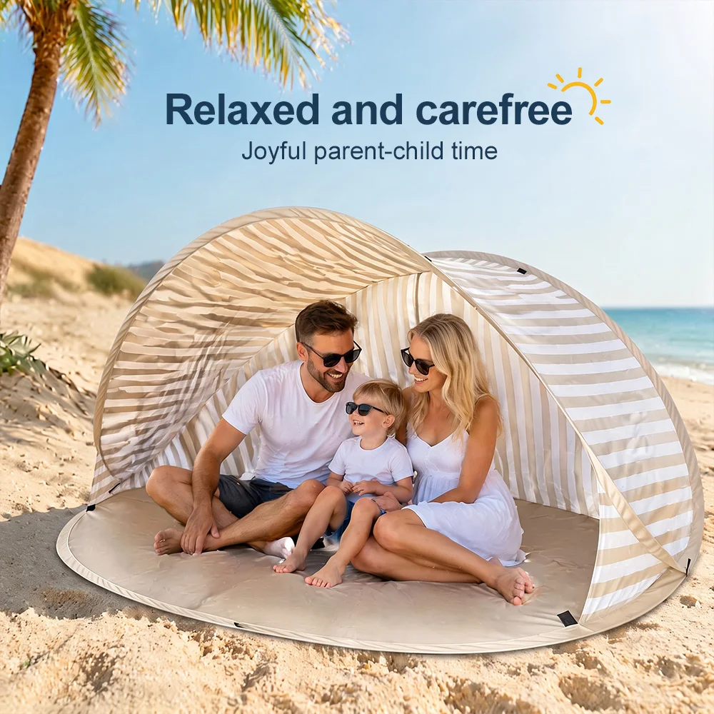 Pop Up Beach Sun Shade Tent UV Protection Portable Outdoor Tents Waterproof Windproof Family Beach Shelter Foldable Shade Canopy