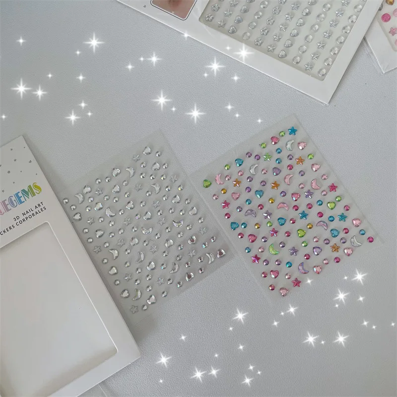 Water Drop Heart Crushed Diamond Face Stickers Stage Makeup Eye Pearl Gem Sparkle Self Adhesive Decoration Craft