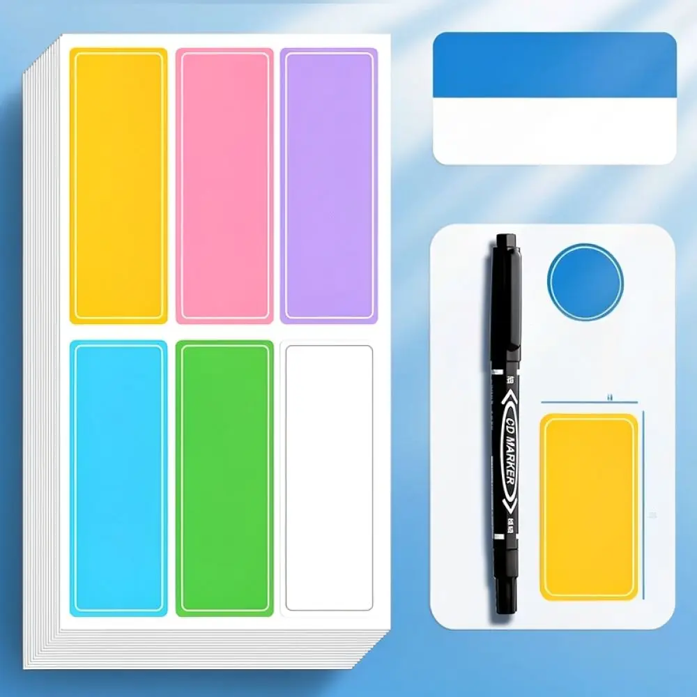 Writable Adhesive Label Stickers Colorful Waterproof Name Tags Identification Marking Decals For Office School Stationary Supply