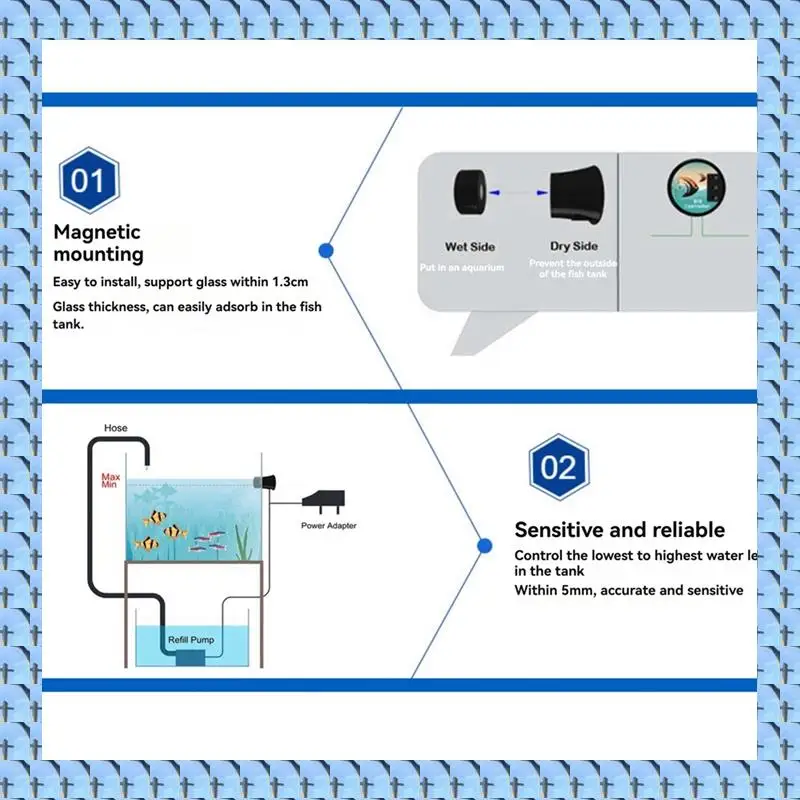 

NOCM Transparent Water Aquarium Fishbowl Water Pump Controller Auto Top Off System Reef Tank Pet Replenisher EU Plug