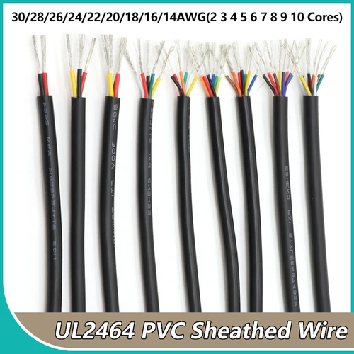 Cable enfundado UL2464 de 2 ~ 10M 30 - 14AWG Cable de Audio para altavoz electrónico 2 3 4 5 6 7 8 9 10 núcleos Cable de extensión USB aislado