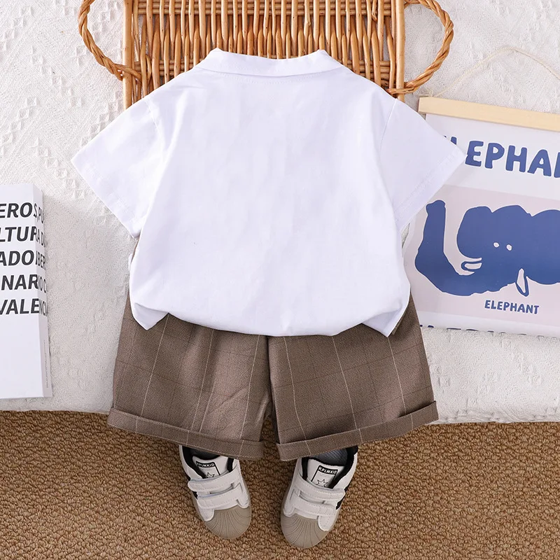 جديد الصيف ملابس الطفل دعوى الأطفال الفتيان قصيرة الأكمام تي شيرت السراويل 2 قطعة/مجموعة الرضع أزياء غير رسمية زي الاطفال رياضية #4