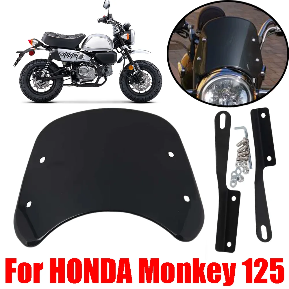 For HONDA Monkey 125 Monkey125 Motorcycle Accessories Retro Windscreen Windshield Wind Screen Deflector Cover Guard Sun Visor