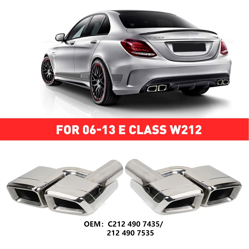 1 Pair AMG Style Dual Square Exhaust Muffler Pipe Tip For 2008-2013 Mercedes Benz E-Class W212 Modified Exhaust Tip