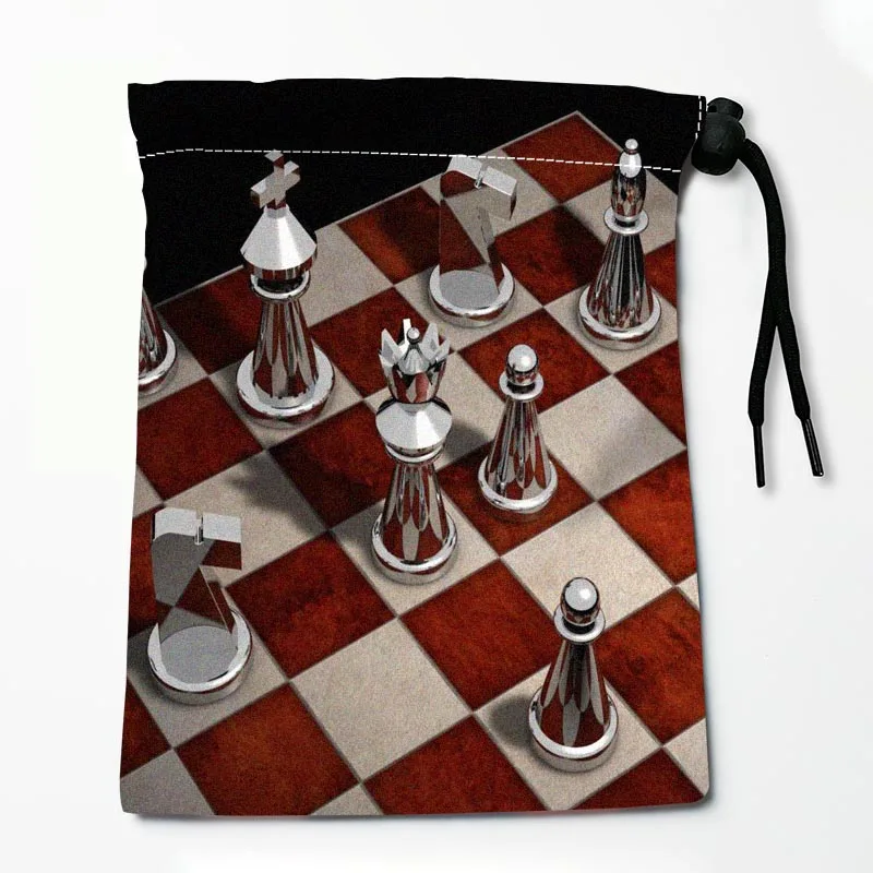 Chess Drawstring Bags Festive Accessories 25X32CM Peach Skin Fabric Resuable Storage Clothes Bag Tarot Bag