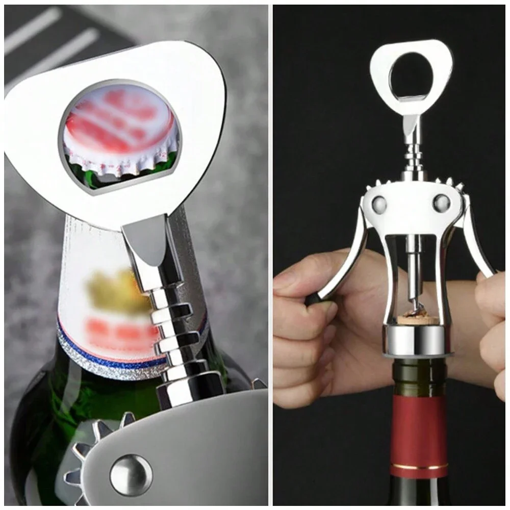 OIMG Stainless Steel Bottle Opener Waiter Metal Red Wine Opener Corkscrew Bottle Handle Bottle Pumps Corkscrews Cork Out Tool