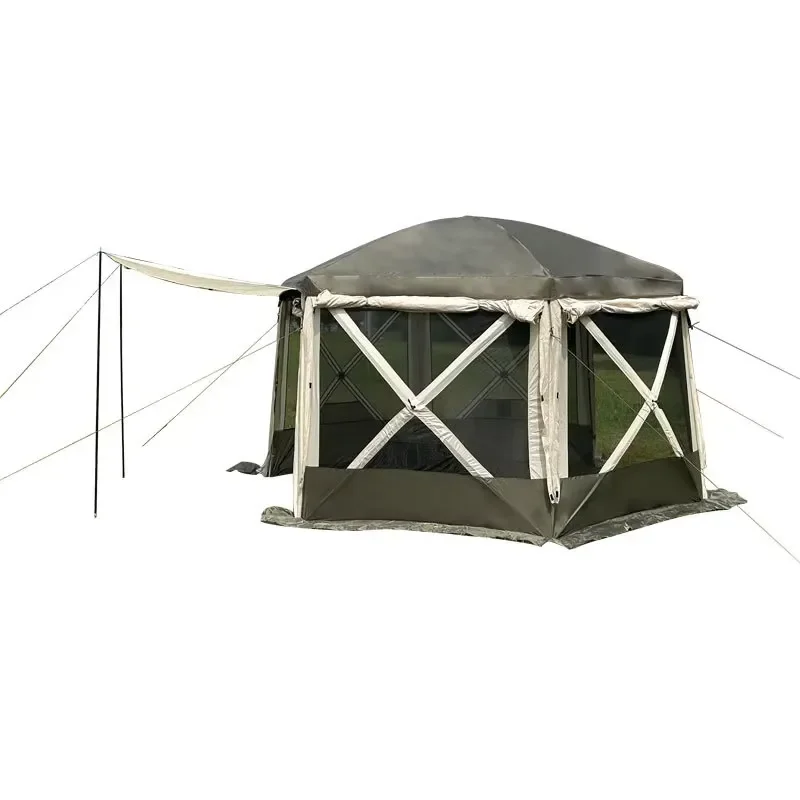 Hexagonal Sunshade Yurt Tent High-density Insect-proof Double-layer Mesh Windproof Sunscreen Camping Large Space Multi-person