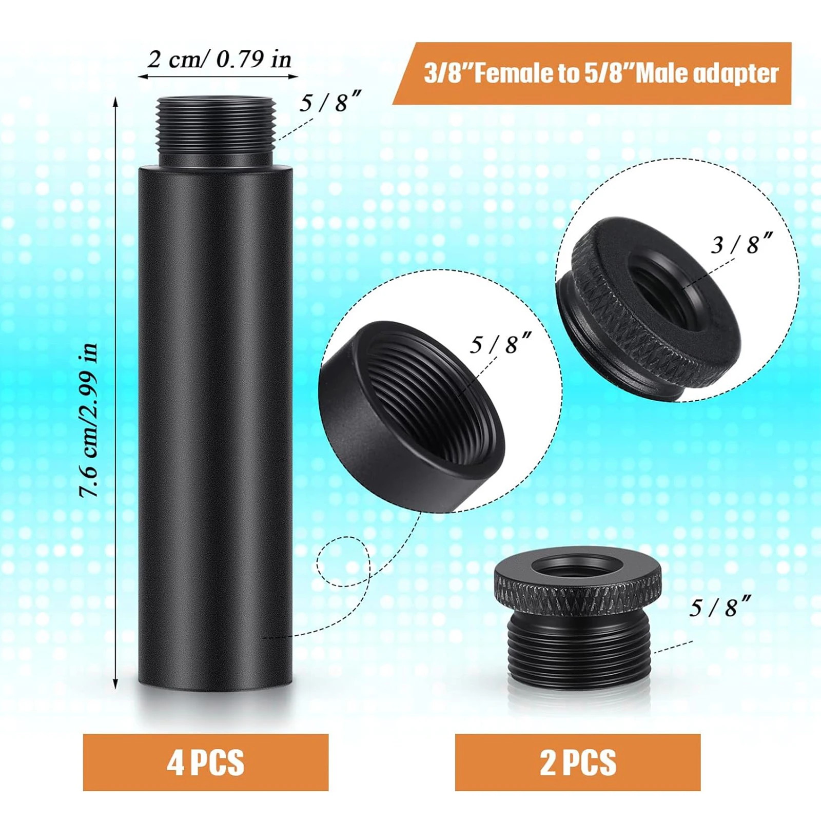 Lanxire Mic Stand Extension Tube, 2 Pcs 5/8