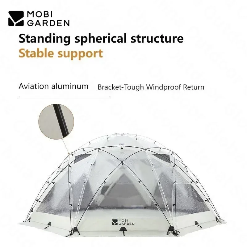 MOBI GARDEN Royal Castle 310 Luxury Camping Tent 34.65㎡Large Space Dome Tent Breathable Family Outdoor Park Picnic Tent PU300MM